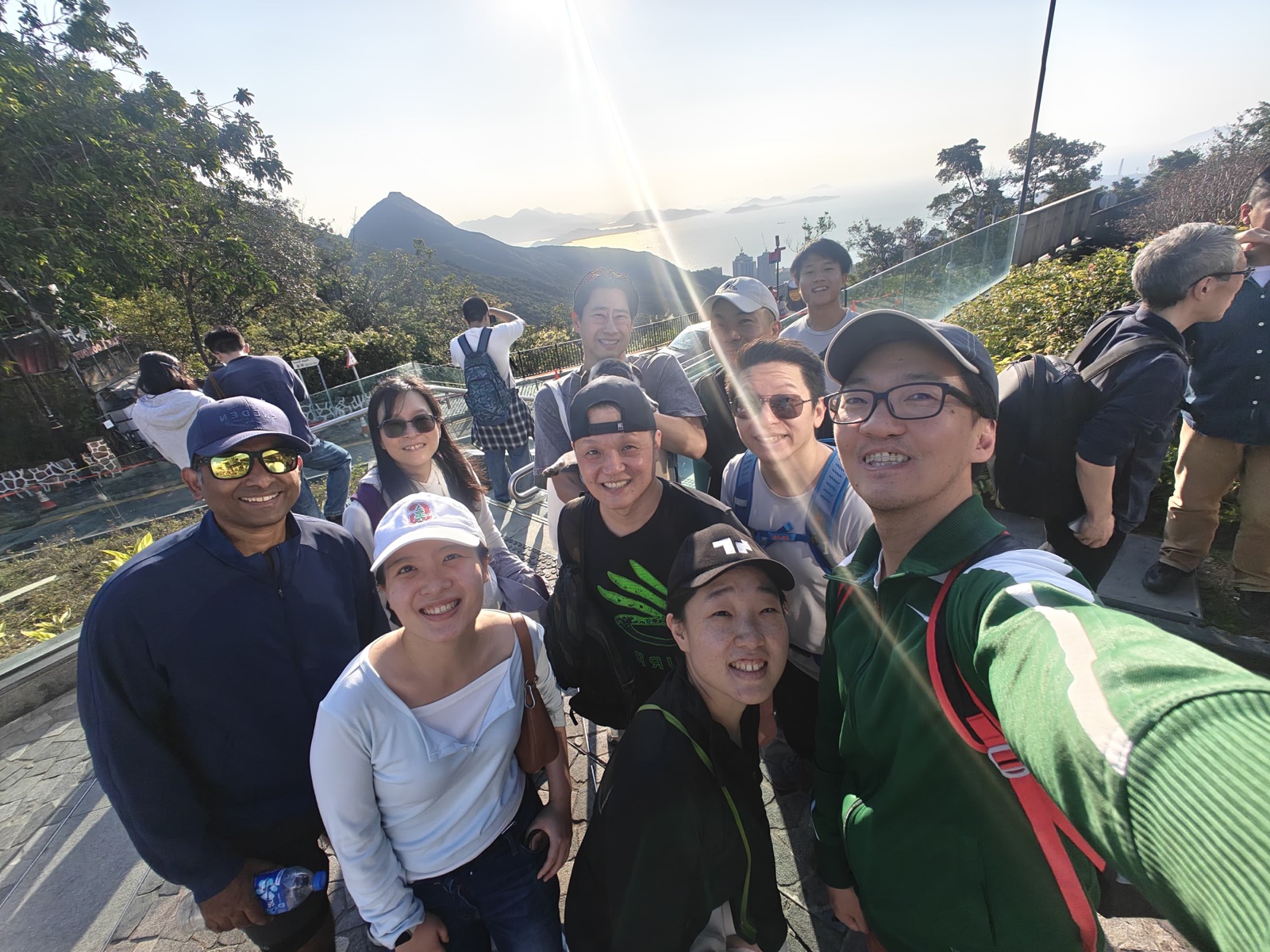 Lunatechs golden hour group selfie at Victoria Peak