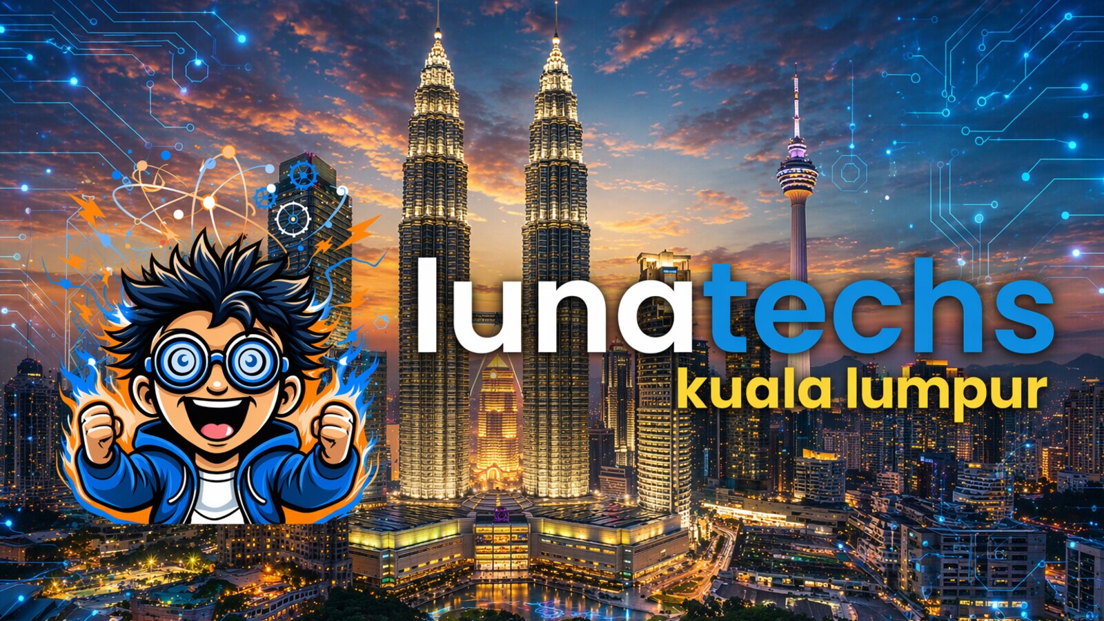Lunatechs Kuala Lumpur chapter logo over the Petronas Twin Towers
