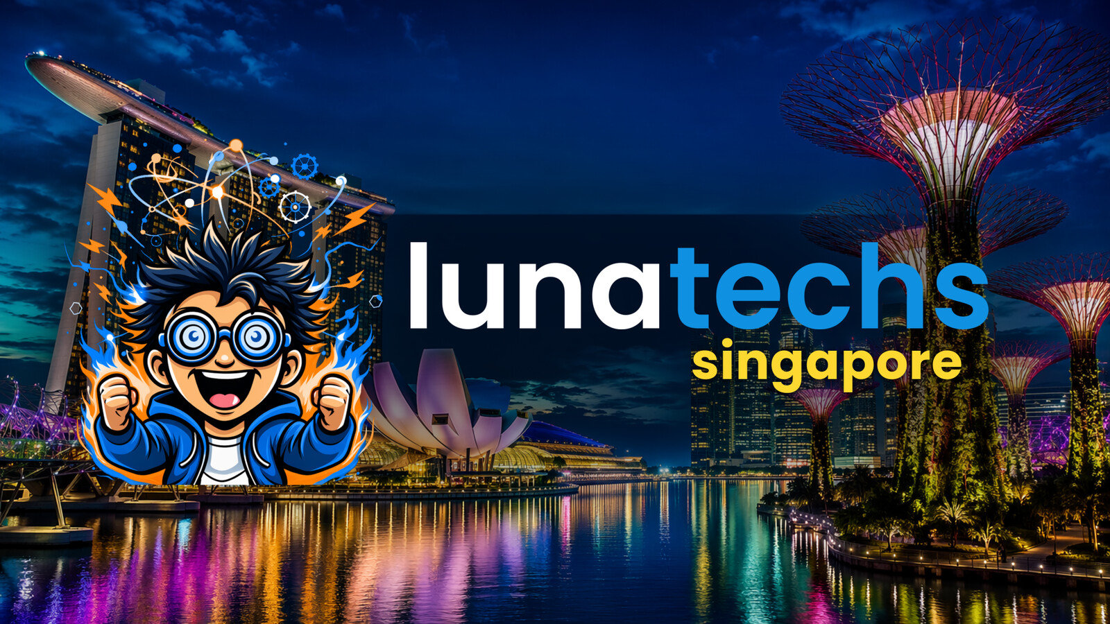 Lunatechs Singapore chapter logo over the Marina Bay skyline